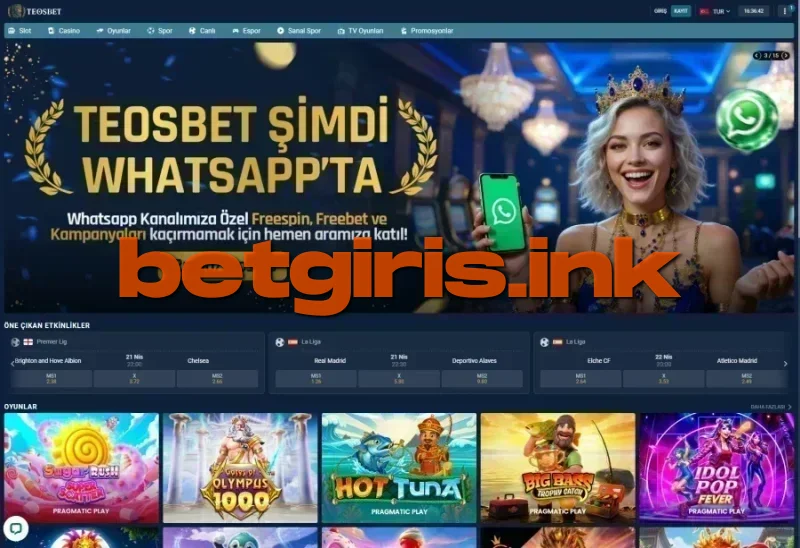 Teosbet ana sayfa görünümü
