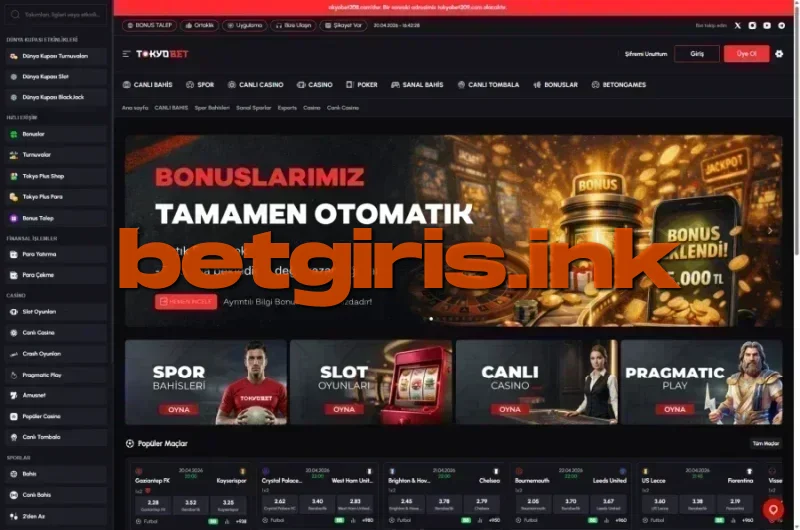 Tokyobet ana sayfa görünümü