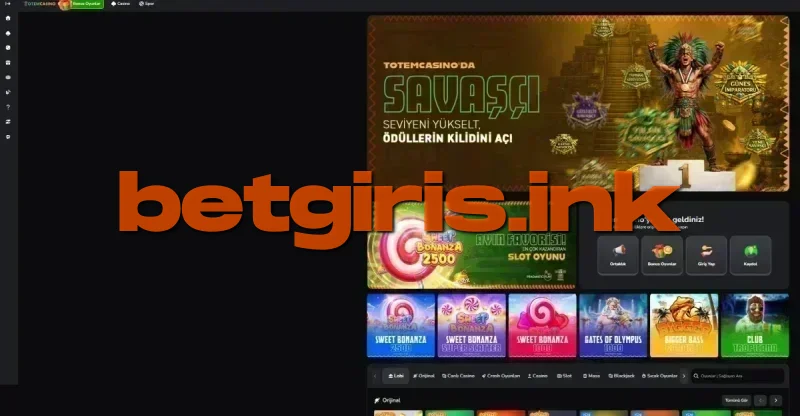 Totem Casino ana sayfa görünümü