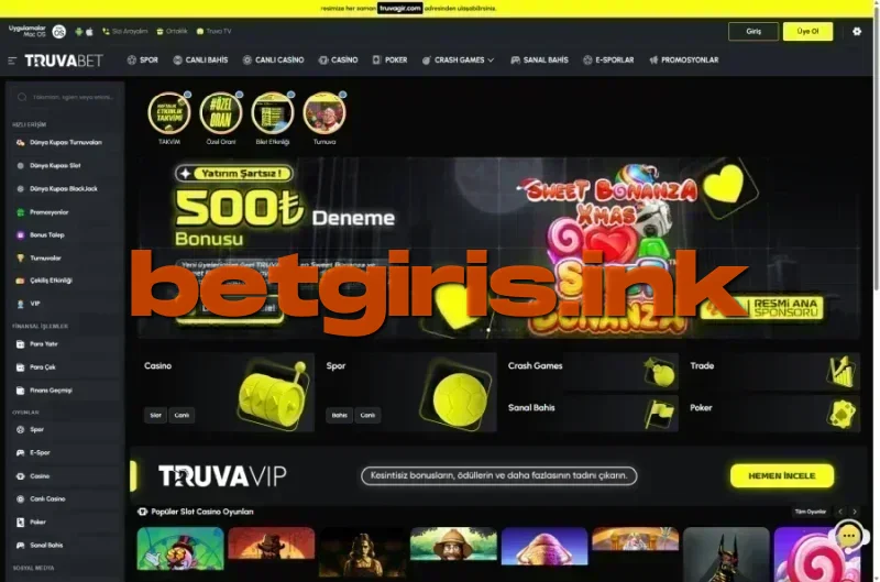Truvabet ana sayfa görünümü