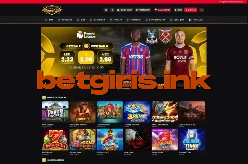 Vegasslot ana sayfa görünümü