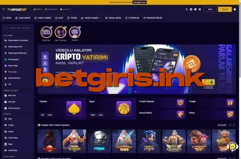 Venüsbet ana sayfa görünümü