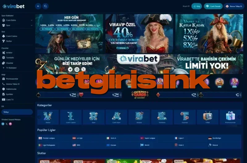 Virabet ana sayfa görünümü