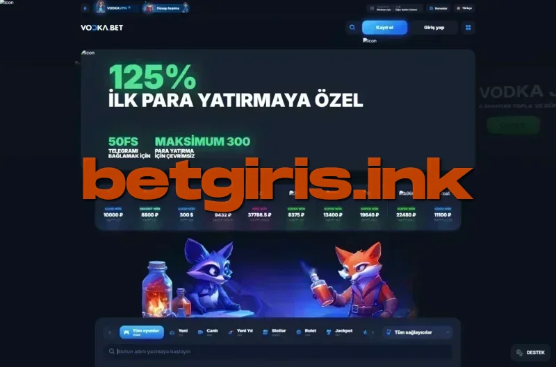 Vodkabet ana sayfa görünümü