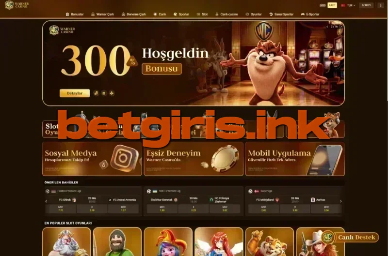 Warner Casino ana sayfa görünümü