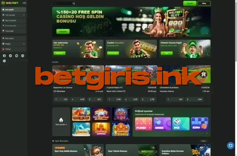 Weltbet ana sayfa görünümü