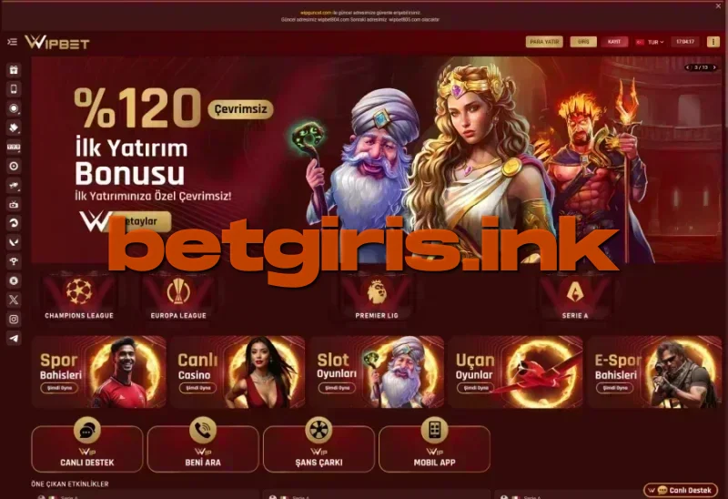 Wipbet ana sayfa görünümü