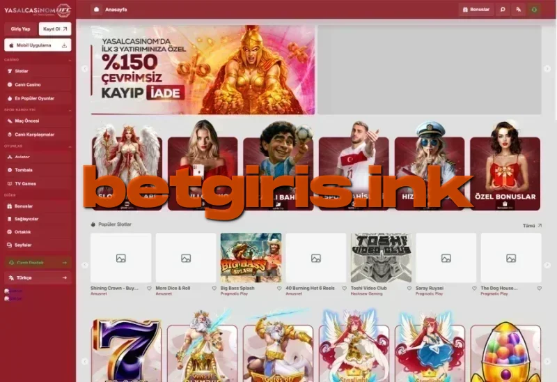 YasalCasinom ana sayfa görünümü