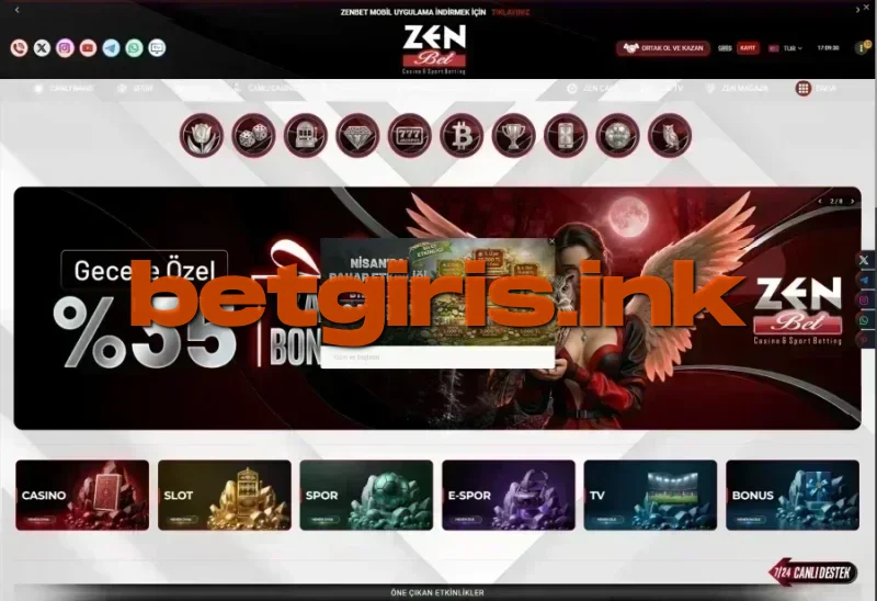 Zenbet ana sayfa görünümü